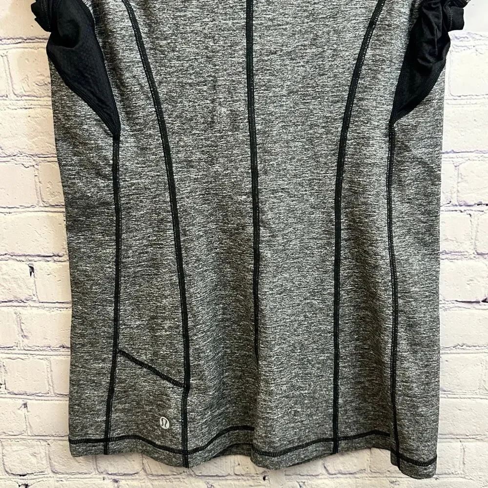 Lululemon Run Full Tilt Short Sleeve Shirt Heathered Black Women's 8 Athletic - Picture 3 of 8